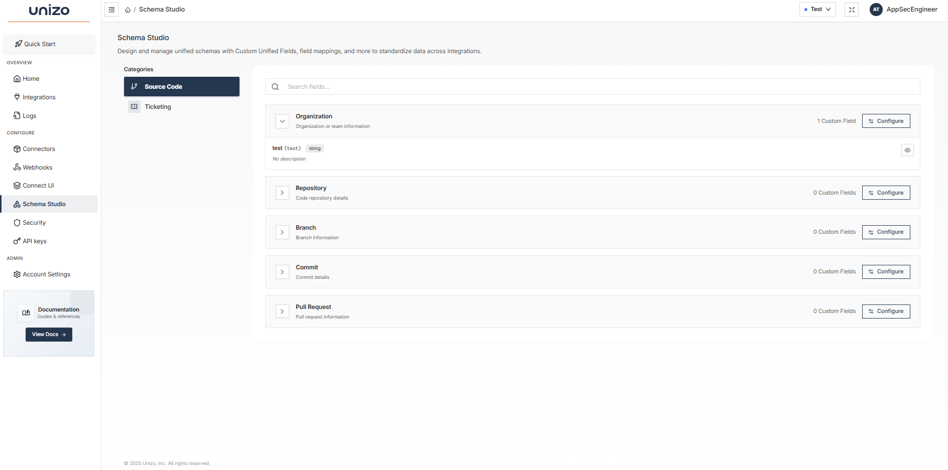 Schema Studio navigation