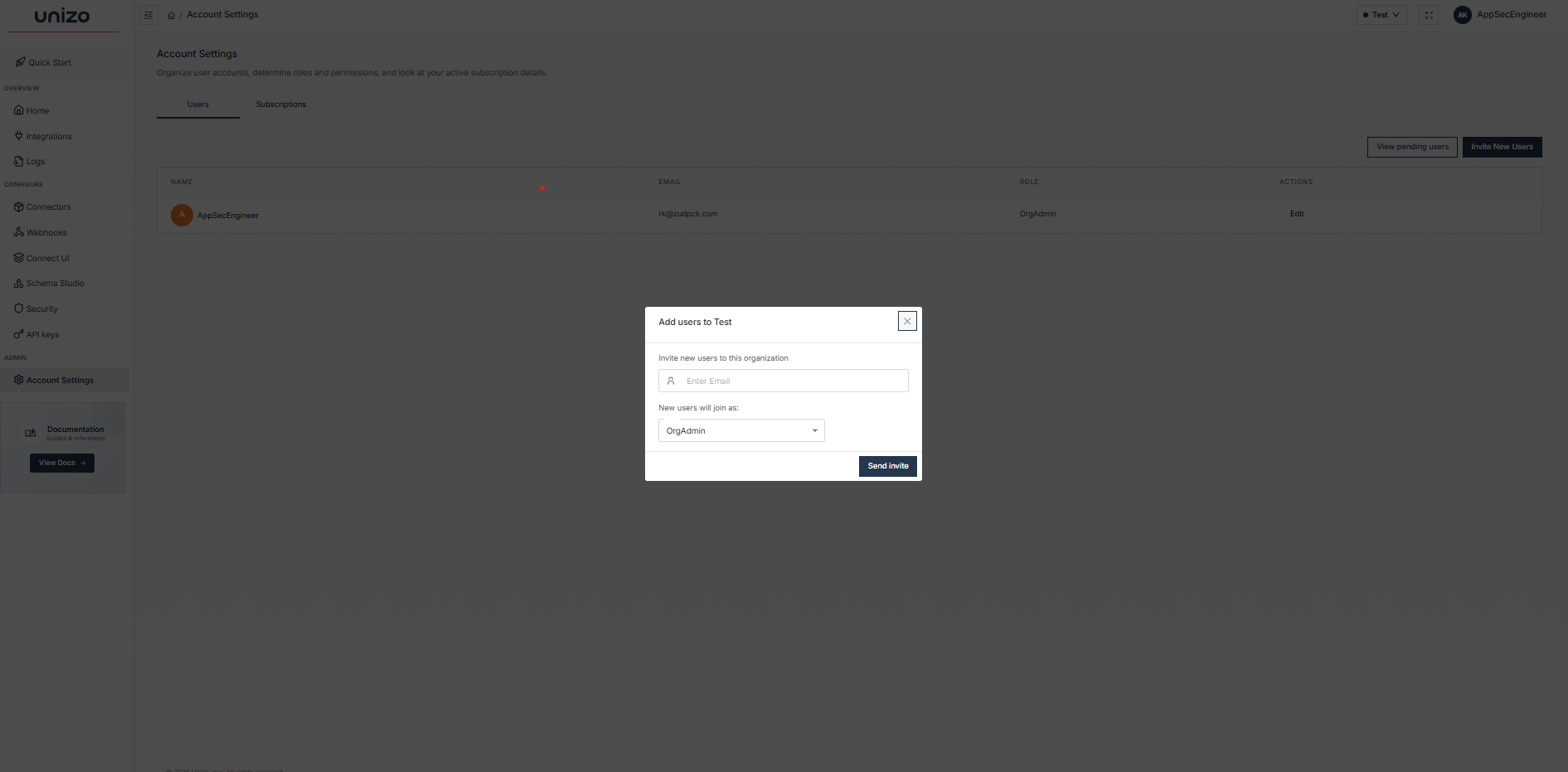 Team Invitation Interface