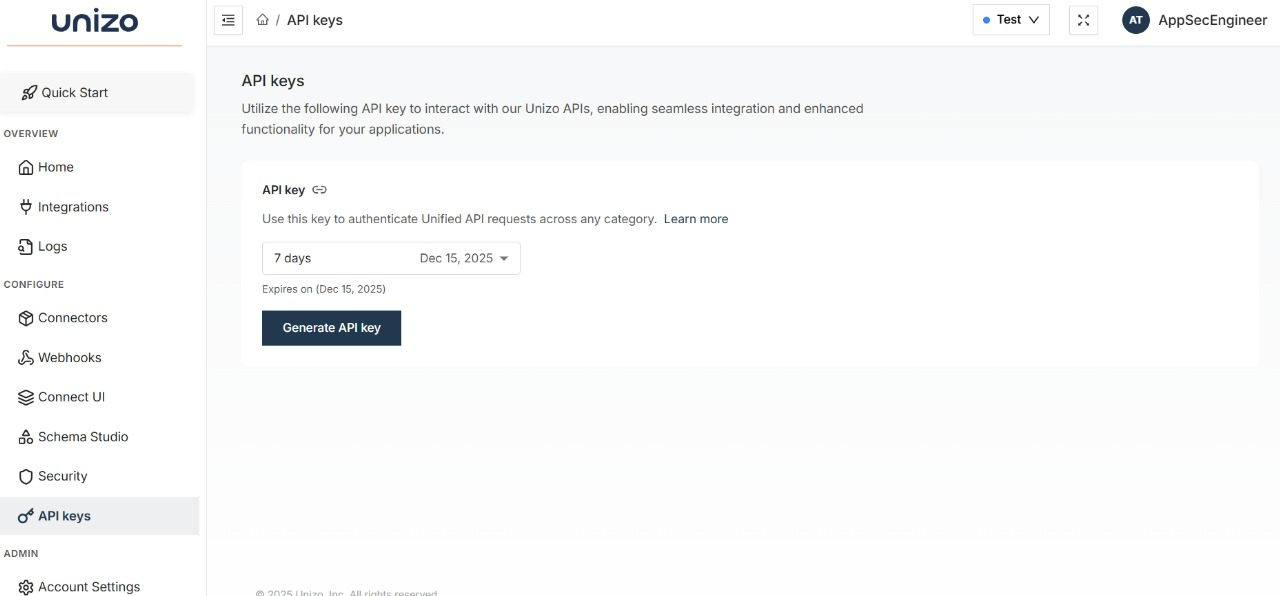 API Key Generation